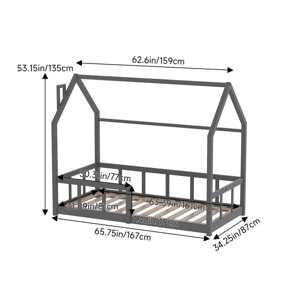 Montessori Floor Bed for Kids with Safety Rails - Children Beds