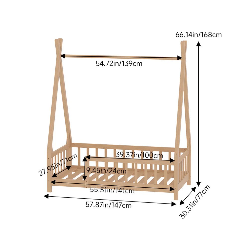 Ivora Wooden Floor Bed With Safety Rails - Children Beds