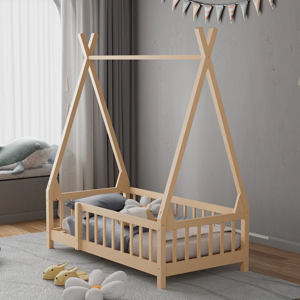 Ivora Wooden Floor Bed With Safety Rails - Children Beds