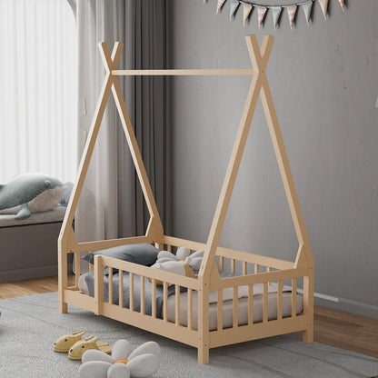 Ivora Wooden Floor Bed With Safety Rails - Children Beds