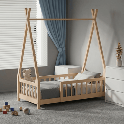 Ivora Wooden Floor Bed With Safety Rails - Children Beds